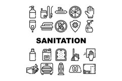 Sanitation Accessories Collection Icons Set Vector Product Image 1