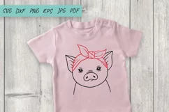 Pig with Bandana SVG, Farm animals SVG, Pig SVG, Piglet Product Image 3