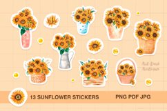 Sunflowers Stickers | Printable Watercolor flowers stickers Product Image 6