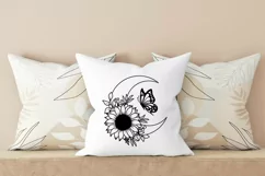 Floral Moon Svg, Butterfly on Flower Moon Svg, Sunflower Svg Product Image 3