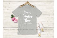 Heather Grey Shirt Mockup, Bride Bella Canvas 3001 Tshirt Product Image 1