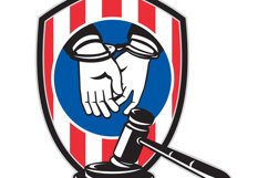 Gavel handcuff hand American stripes shield Product Image 1