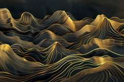 Abstract Gold Line Art on Black Background Wallpaper Product Image 1