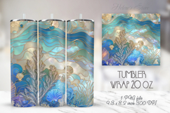 Blue cute ocean patterns tumbler 20oz wrap sublimation png Product Image 1