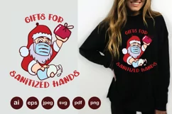 Santa Wearing Face Mask and Holding Sanitizer SVG Product Image 1