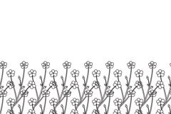 Line art floral horizontal border with meadow flowers vector Product Image 1