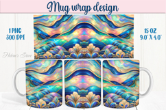 Sea life Ocean pearl mug wrap 15oz sublimation designs png Product Image 1