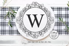 Floral Rose Monogram Wreath SVG | Farmhouse Sign SVG | dxf Product Image 1