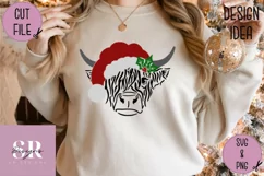 Santa Highland cow | paper cutting | highland cow svg Product Image 2