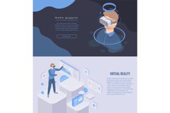 Game goggles vr banner set, isometric style Product Image 1