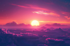 Sunset Over the Clouds Background Wallpaper Product Image 1