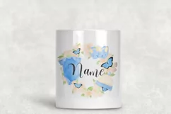 Watercolor Blue Newborn Baby Wreath Design PNG Product Image 3