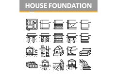 House Foundation Base Collection Icons Set Vector Product Image 1