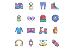Hipster symbols icons set, cartoon style Product Image 1