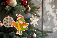 Festive Flying Dino Christmas Ornament Laser Glowforge Product Image 5