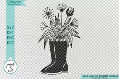 Flowers Wellies Rain boots svg dxf laser paper cut out files Product Image 2