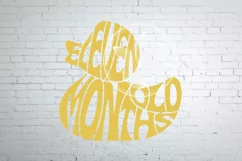 Eleven Months Old SVG yellow baby duck lettering design Product Image 1