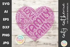 Cancer Awareness Word Art Love Heart SVG Cut File Product Image 2