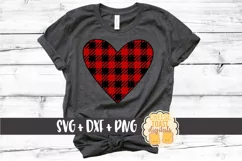 Buffalo Plaid Heart - Valentine SVG PNG DXF Cut Files Product Image 1