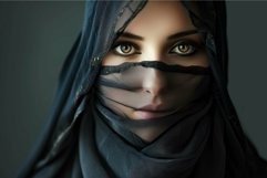 Serene Portrait of Arabic woman face in veil. Generate ai Product Image 1