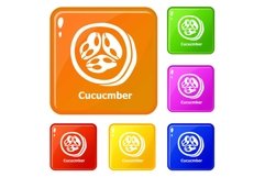 Cucumber icons set vector color Product Image 1