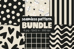 Black &amp; Cream Seamless Pattern Bundle| Bunny Design, Dots. Product Image 1