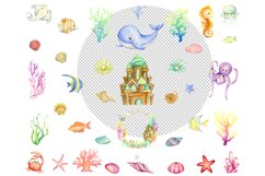 Underwater world, watercolor set of cliparts. Create your ow Product Image 4