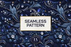 Navy Crystal Embroidery | Luxury Denim Fabric Texture Product Image 3