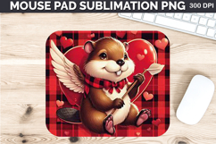 Watercolor Beaver Mouse Pad Sublimation - Valentines PNG Product Image 1