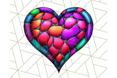 Stained Glass Hearts and Butterflies Clipart PNG Product Image 3