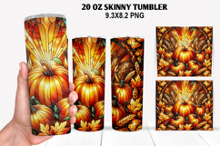 Pumpkins Skinny Tumbler 20oz Wrap Design, Halloween Tumbler Product Image 1