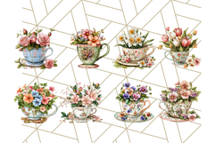 Vintage Floral Teacup Clipart PNG, Blooming Teacups Clip Art Product Image 7