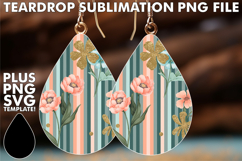 Cheerful Teardrop Earrings Art PNG, Gold Flower Product Image 1