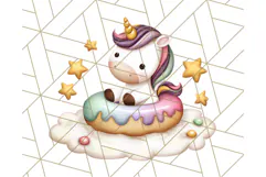 Cute Dessert Unicorn PNG Clipart with Cupcakes & Candies Product Image 3