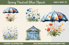 Spring Neutral Blue Clipart PNG Product Image 1