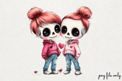 Valentines day skeletons Clipart PNG Product Image 1