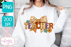 Coquette Teacher Sublimation design PNG| Fall shirt PNG Product Image 3