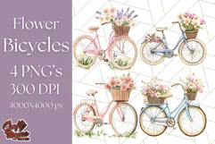 Bicycle with Flowers PNG, Pastel Spring Floral Bike Clipart Product Image 1