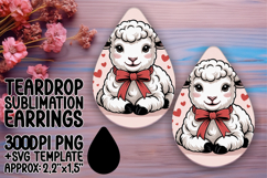 Stylish Teardrop Earrings Sublimation , Valenines Animals Product Image 1