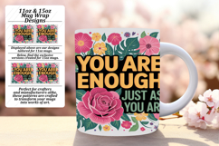 Whimsical 15oz Mug Wrap Png Template , Flower Quote Product Image 1