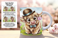 Classy 15oz Mug Wrap Png Design , Cute Cow Product Image 1