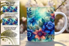 Whimsical 15oz Mug Wrap Png Artwork , Watercolor Patter Product Image 1