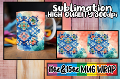 Heartfelt dreams sublimation mug wrap, Watercolor Pattern Product Image 1