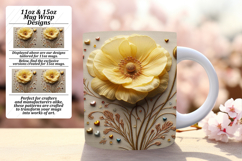 Bold 15oz Mug Wrap Png Design , 3D Flower Product Image 1