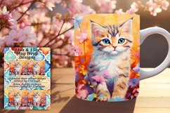 Sweet Kitty and Floral Mug Wrap Art Product Image 1