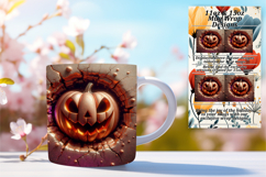 Cute 15oz Mug Wrap Png Artwork , 3D Pumpkin Product Image 1