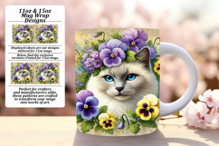 Modern 11oz Mug Wrap Png Template , Cute Cat Product Image 1