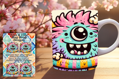 Trendy 15oz Mug Wrap Png Design , Monster Product Image 1