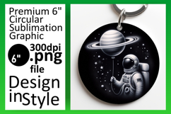 Dynamic Keychain Circle PNG Design , Astronaut Product Image 1