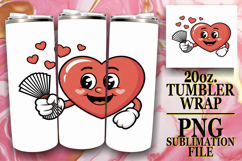 Heartfelt Sublimation 20oz tumbler wrap, Valenines Heart Product Image 1